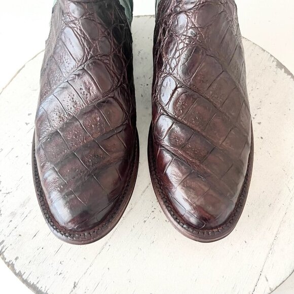 Rod Patrick Womens Knee High Cowboy Boots 5.5 C Brown Caiman Turquoise Western - Picture 6 of 12